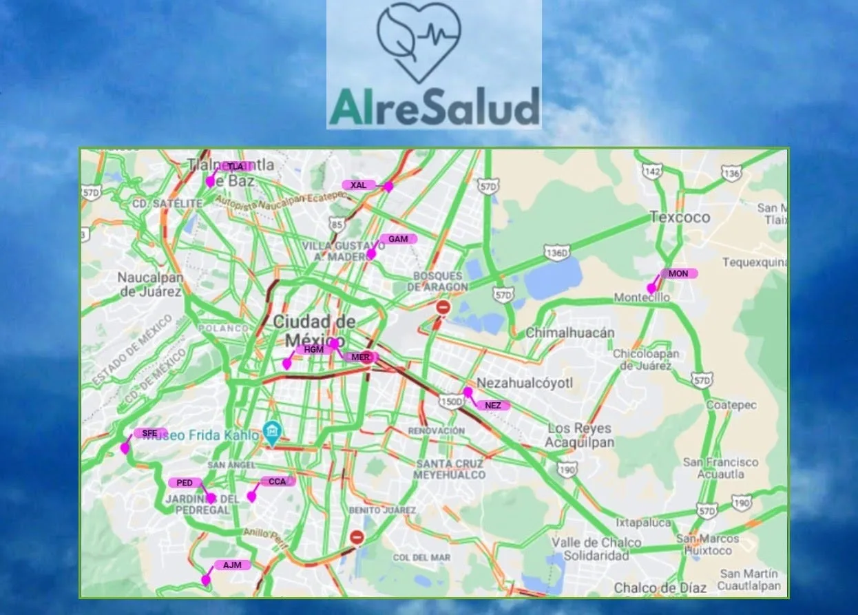 Map 2. Location of the eleven SIMAT air quality monitoring sites that will be modeled.