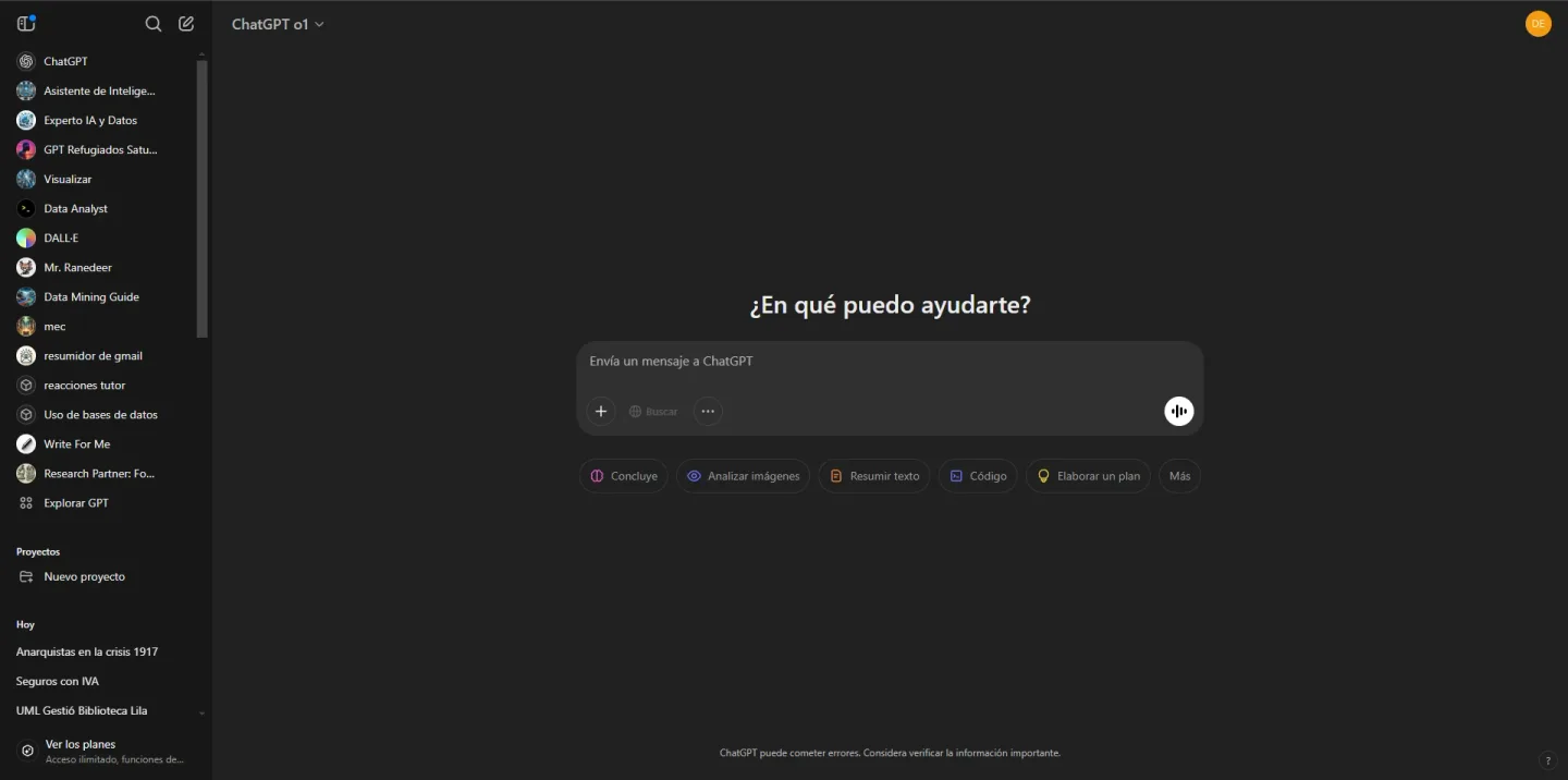 ChatGPT interface