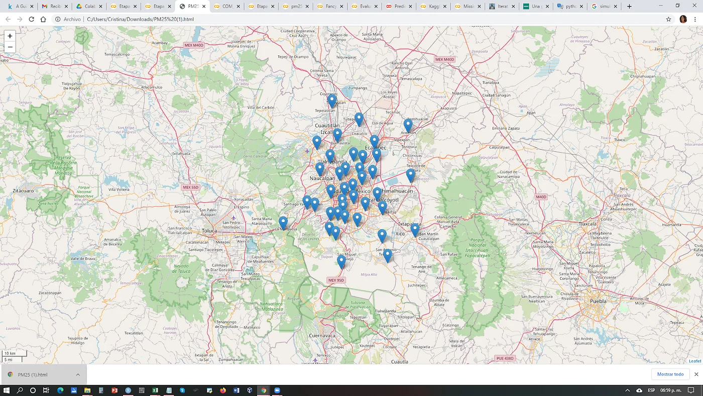 Map 1. Location of SIMAT air quality monitoring sites (2020).