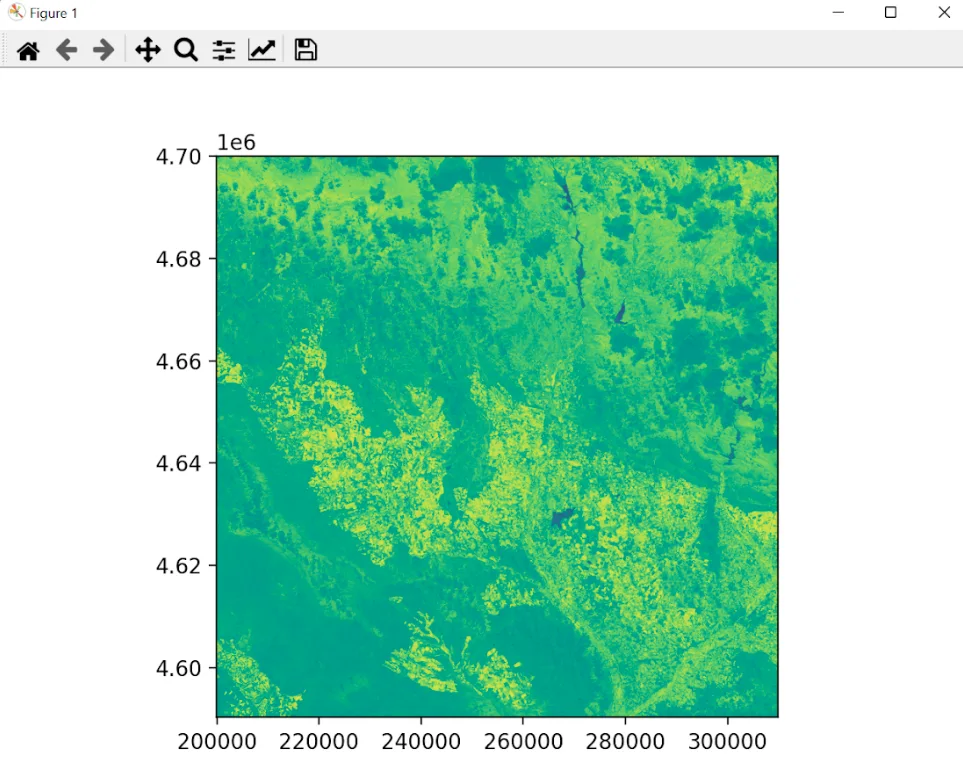 Detail of one of the NDVI images generated by the Python script. Source: Own