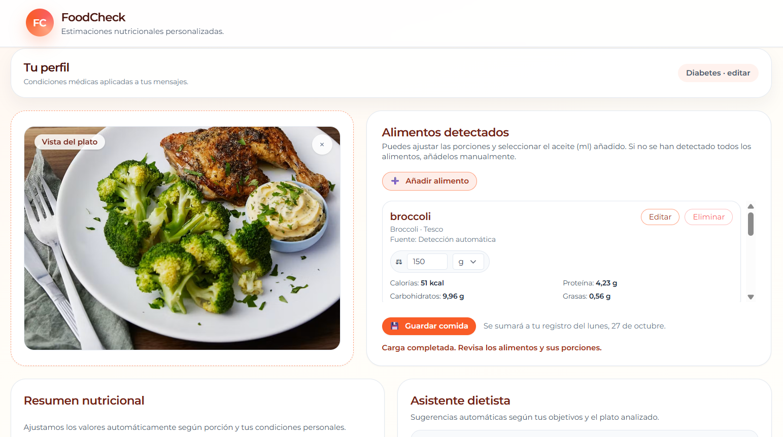 Página principal de Foodcheck